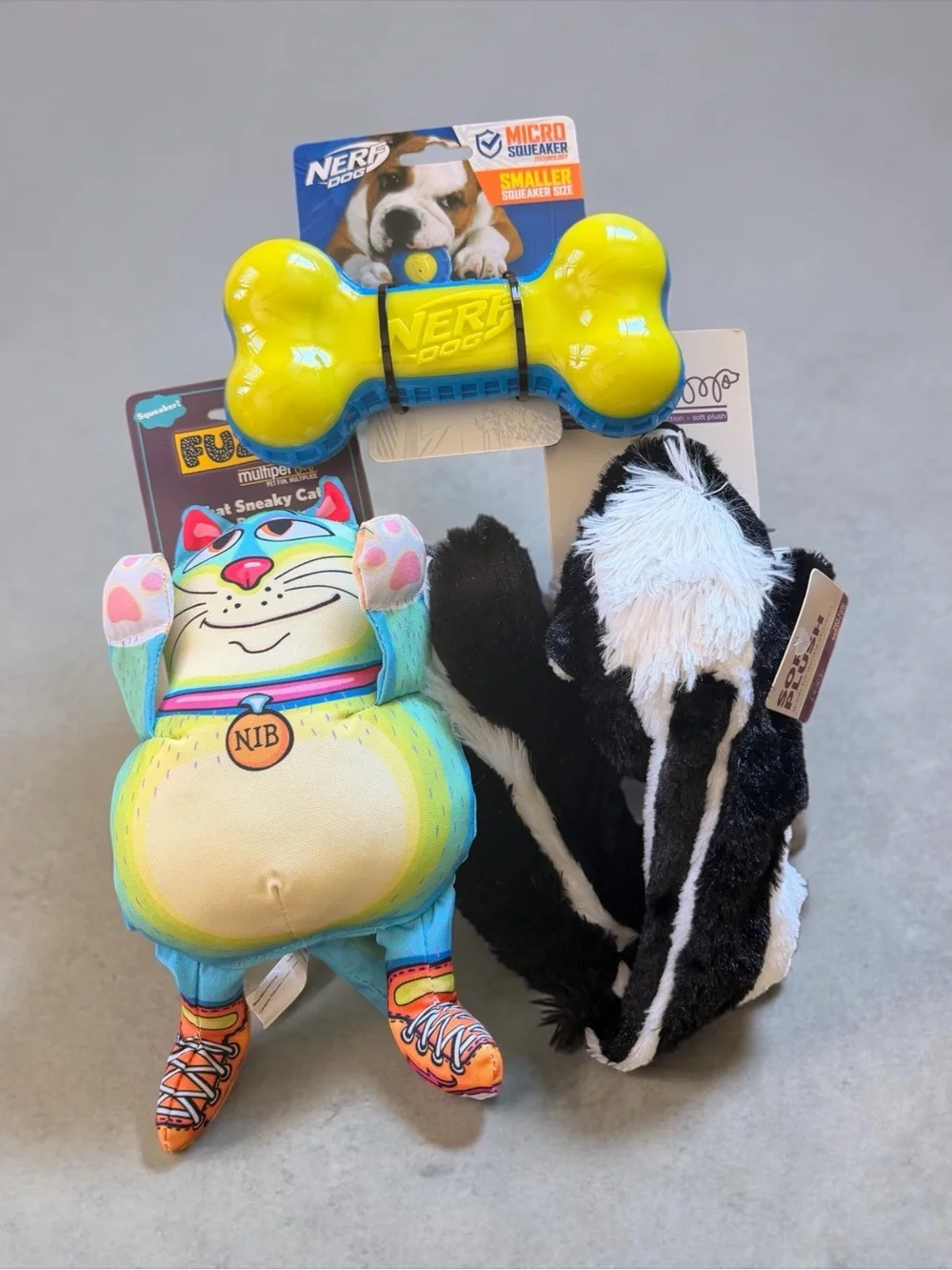 Pet Toy Bundle | Nerf Dog Bone + Plush Skunk